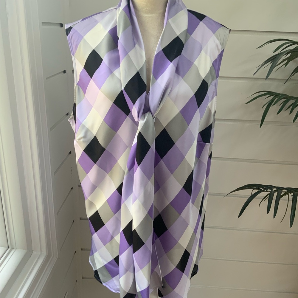 NWT Plus Size Nine West Lavender, Black and White Sleeveless Top Size 2X